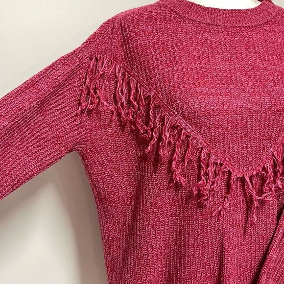 Sugar Lips Sonoma Oversized Openwork Fringe Sweater (Pink Red) - Medium - Picture 9 of 10